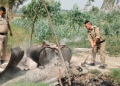 अवैध कच्ची शराब कि भट्ठियों को लाहन समेत किया आईटीआई पुलिस ने नष्ट