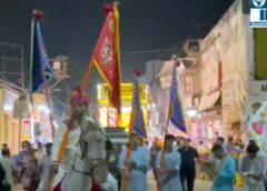 नगर क्षेत्र में बाबा खाटू श्याम संकीर्तन के उपलक्ष्य में भव्य निशान यात्रा निकाली